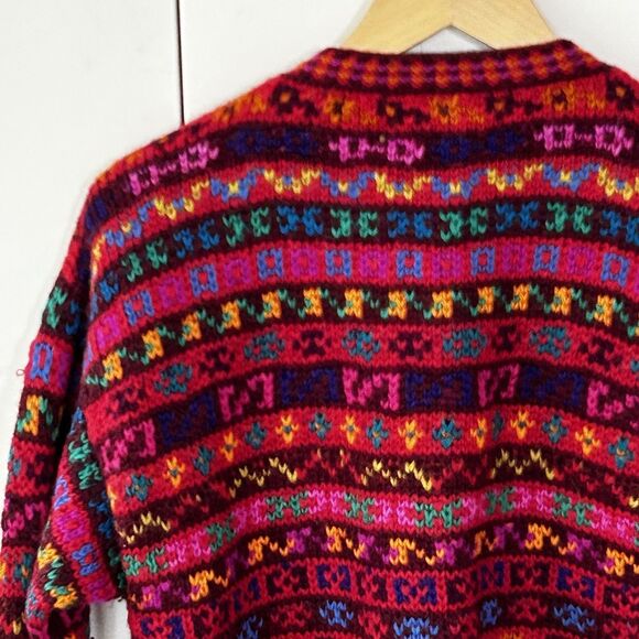 Peruvian Connection 100% Alpaca Cardigan Sweater Size Medium Colorful Peru - Picture 7 of 8